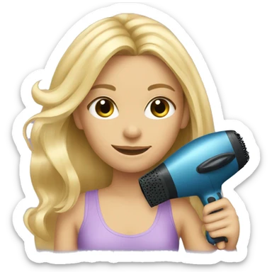 blonde girl holding a hair dryer and brush sticker