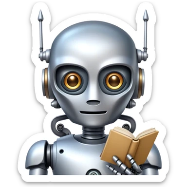 robot reads a fairy tale sticker