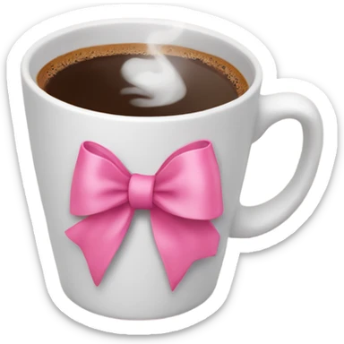 a pink bow on a cup of coffee  sticker