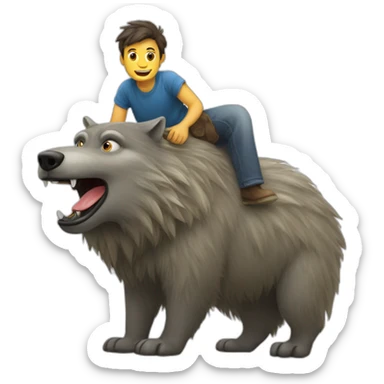 Loup sur un mamouth sticker