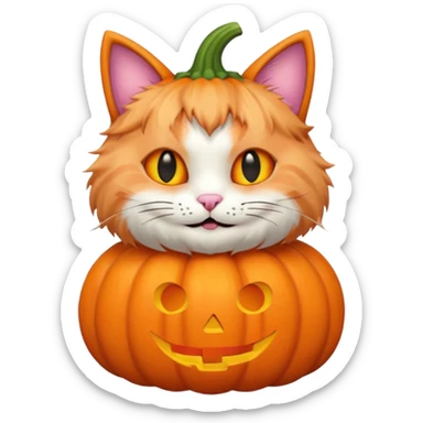 pastel halloween cat with pumpkin sticker