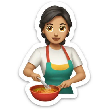 Mexican woman cooking birria sticker