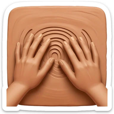 hands pressing sidewalls of clay with fingers and thumbs for shaping pottery sticker