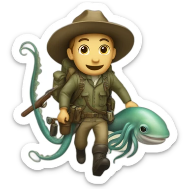 A Poacher riding a Squid sticker