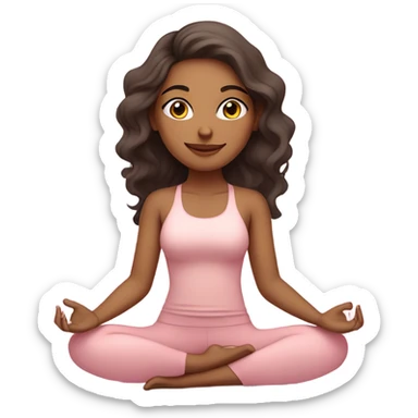 Latina yoga beautiful girl in light pink clothes sitting on a yoga mat sticker