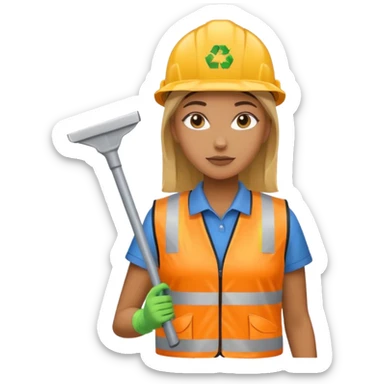 women, Waste Management, safety vest, trash picker sticker