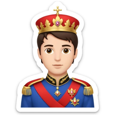 handsome brunette male prince with royal uniform sticker