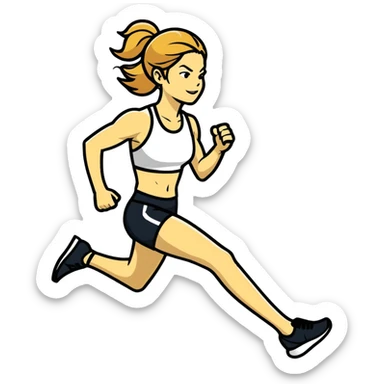 Michelle Monaghan running, athletic woman with honey blonde hair sticker