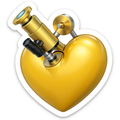 yellow heart with a microscope sticker