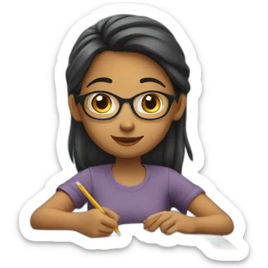 Smart girl doing Homework sticker