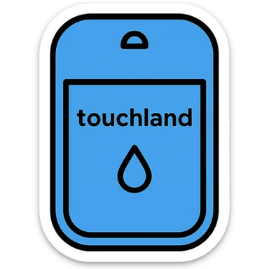 blue Touchland hand sanitizer, minimal, product icon, clean, modern sticker