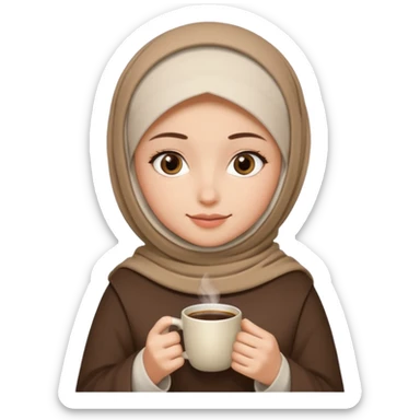 Muslim girl with coffe and books sticker
