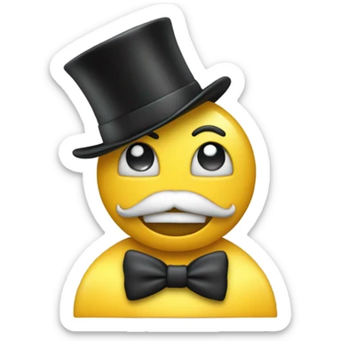 yellow Emoji wearing top hat with on top hat saying following text happy New Year sticker