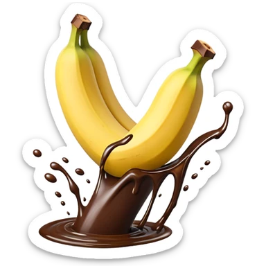 Open banana splashing chocolate sticker