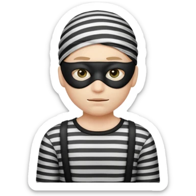 A theif robber emoji,Stripped shirt,eye mask. sticker