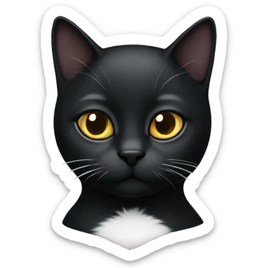 Black cat with white only on chest  sticker