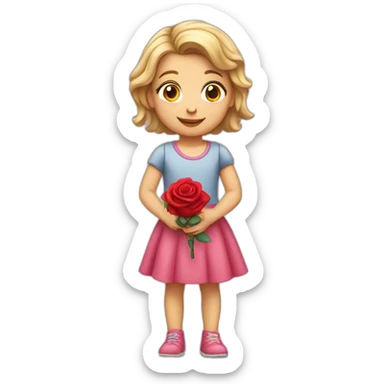 Caucasian Little girl holding rose  sticker