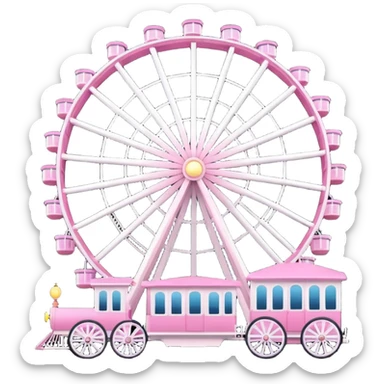 mix light pink dark pink and white theme park Ferris wheel sticker