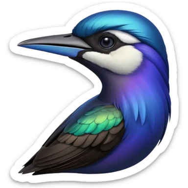 Blue and black Sicklebill headshot sticker