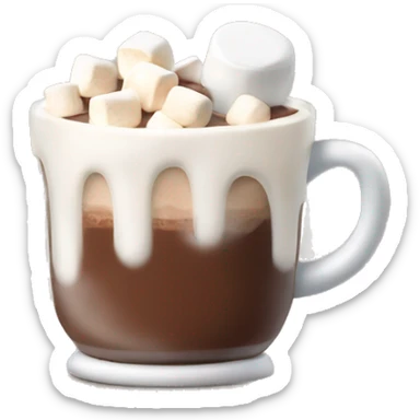 mug of hot chocolate with marshmallows and cream sticker