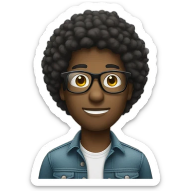 afro dude putting glasses sticker