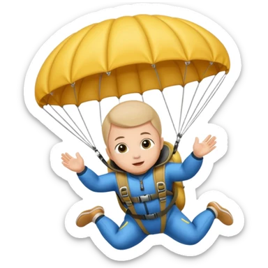 Skydiving baby with parachute and UFO sticker