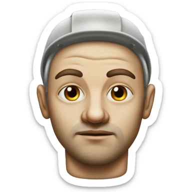 Photorealistic serious white skin Factory worker XVII century sticker