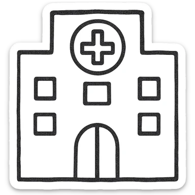 hospital icon, casual and sketchy, hand drawn outline style sticker