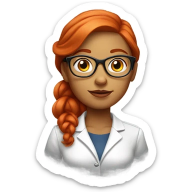 red hair woman nutritionist wearing glasses having an idea sticker