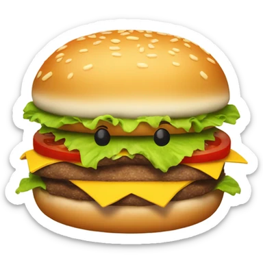 Sad hamburger with thumbs down sticker