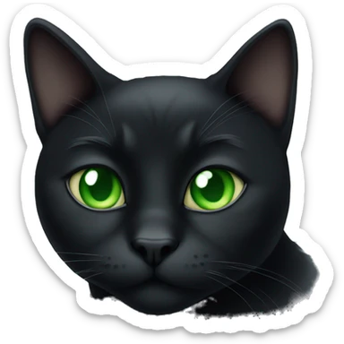 Fat black cat with green eyes  sticker