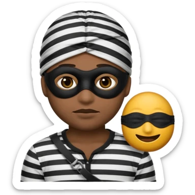 A theif robber emoji,Stripped shirt,eye mask, black head. sticker