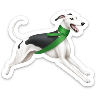 side profile Greyhound running with green sash sticker