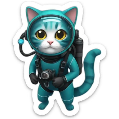 scuba diver cat sticker