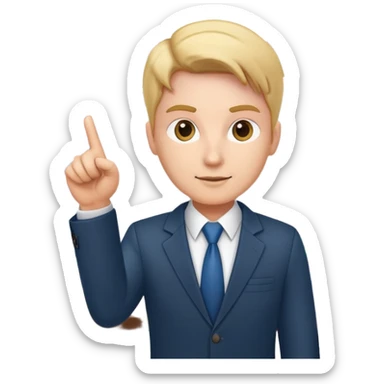 professional figure pointing at a task board or flowchart. The character wears business casual clothing sticker