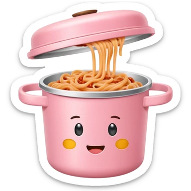 pastel pink food container with bolognese pasta inside sticker