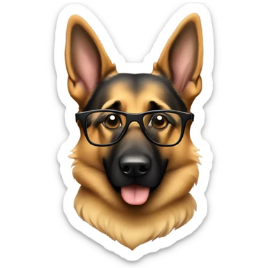 German shepherd with glasses on sticker