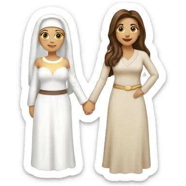 hot middle eastern mom with brown hair and hot middle eastern mom with blonde hair holding hands sticker