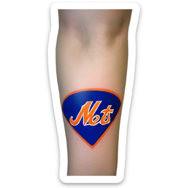 NY Mets logo tattooed on arm sticker
