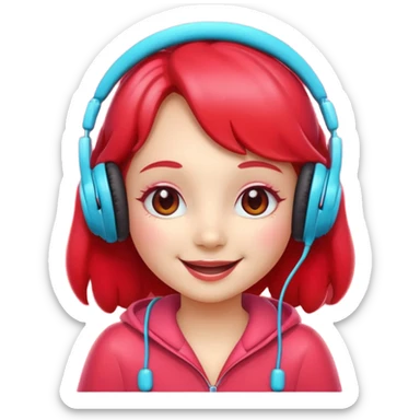 cartoon strawberry girly with headphones sticker