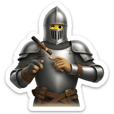 a crusading knight smokes a cigar without paying attention to anyone. sticker