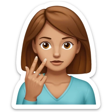 Fille brune et blanche qui a un ongle entre les canines de sa bouche sticker