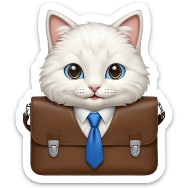 happy cat with a blue tie and briefcase sticker