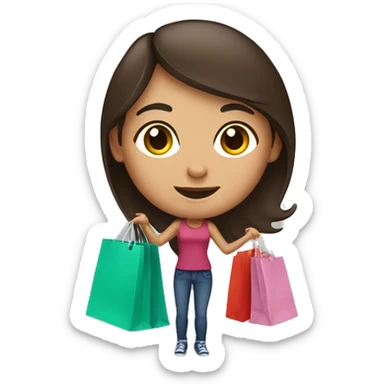 Brunette girl with shopping bags sticker