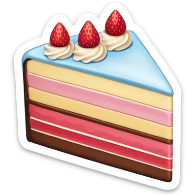 vanilla strawberry and chocolate identical cake slice triangle sticker