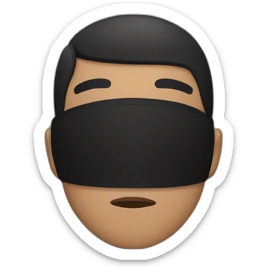 A person with light brown skin and black hair wearing a black mask  sticker