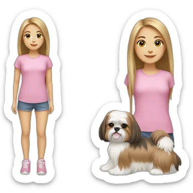 girl with Shih Tzu sticker