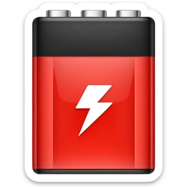battery or battery icon with 20% charge, red area, stylized sticker