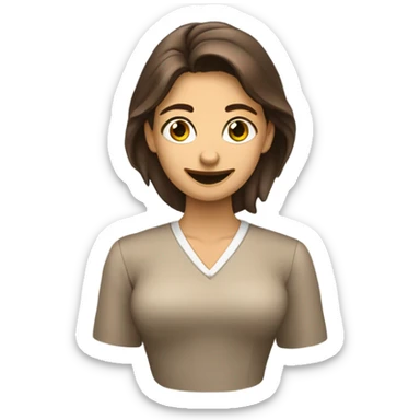 Девушка с коричневыми волосами, с карими глазами, в черном пиджаке и с золотыми сережками sticker