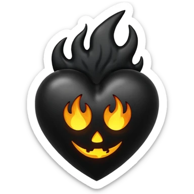 A dark black heart with glowing black flames rising smoothly, giving a mysterious and powerful feel. Transparent background, simple emoji style with a dramatic touch. sticker